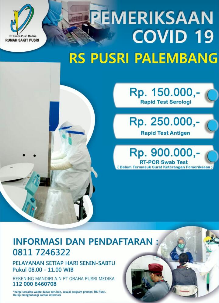 Informasi harga tes covid di RS Pusri Palembang